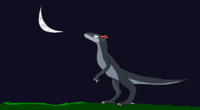 inaccurate dinosaur looks at the moon