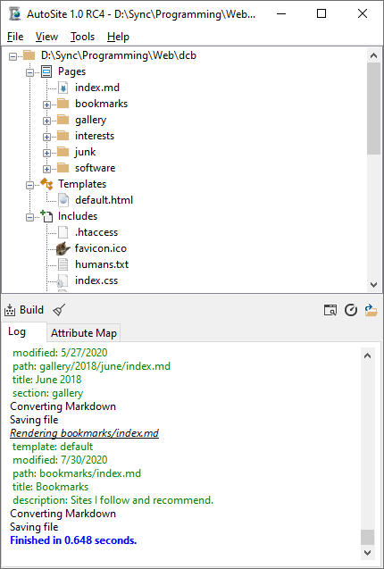 AutoSite interface, with Editor and Preview hidden