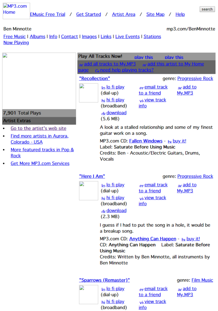 What the mp3.com skeleton archive largely looks like