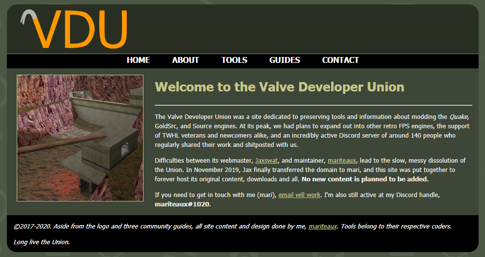 An early version of the final VDU site