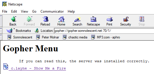 Somnolescent's Gopher returns