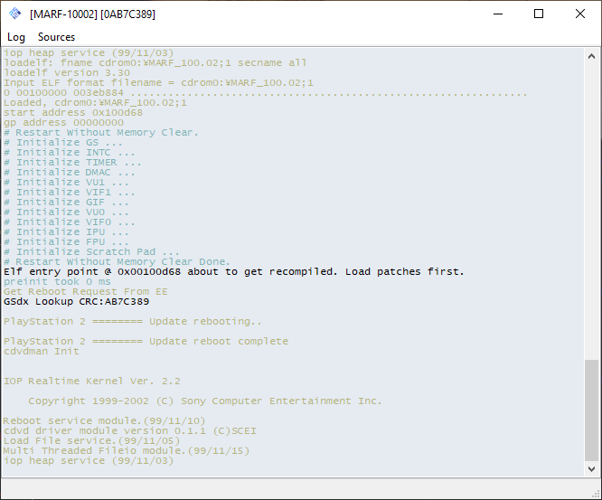 PCSX2 booting up a custom disc with a custom ID