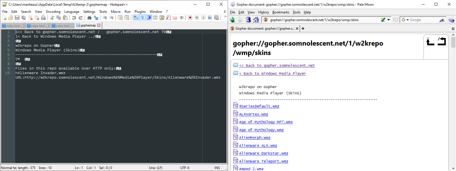 A gophermap taking heavy advantage of globbing