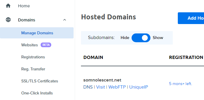 The location of the DNS settings