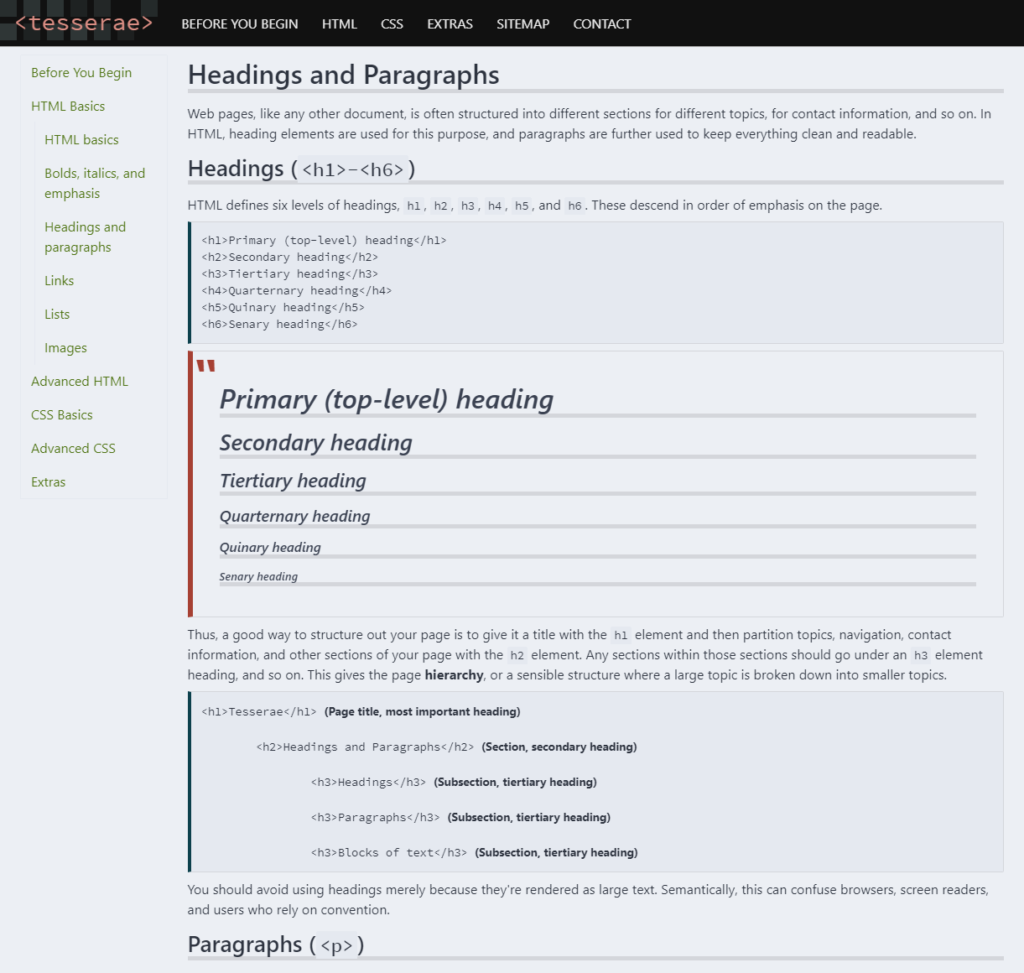 Tesserae's page on headings as of December 12, 2019