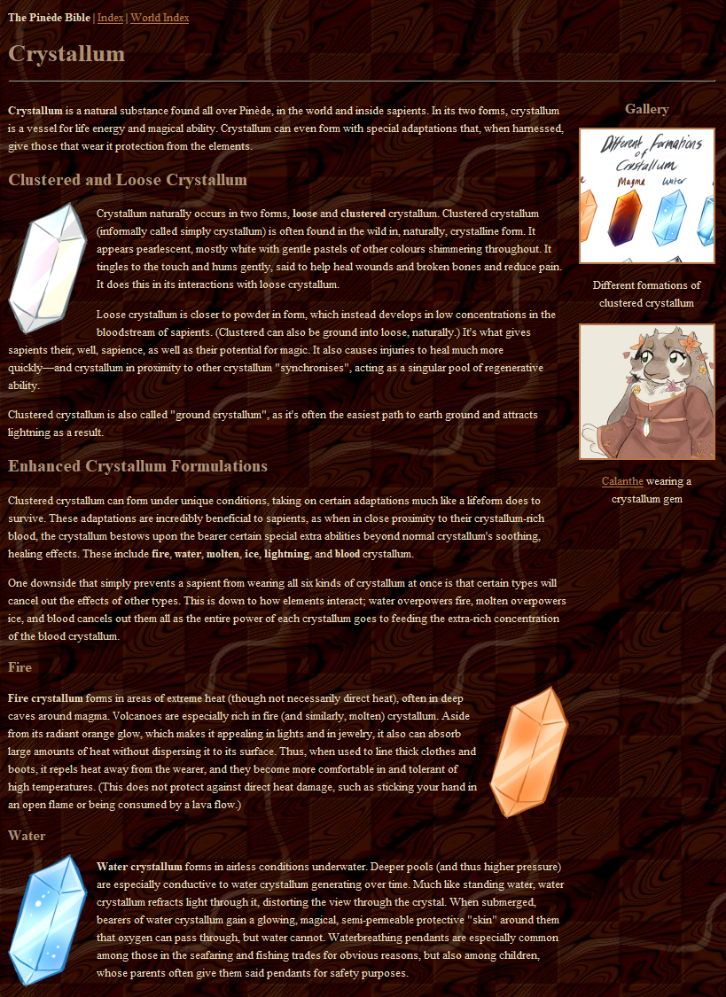 The Pinede bible page on crystallum
