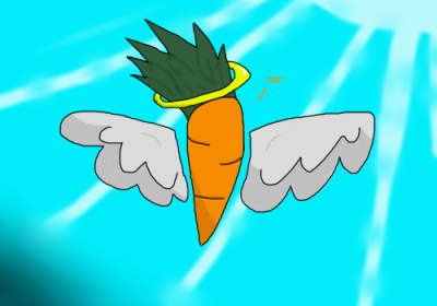 carrot with wings flies into the sun