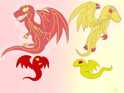 just a bunch of condiment colored dragons