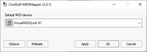 CoolSoft MIDIMapper set to use VirtualMIDISynth