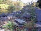 Rocks all along the edge of the creek