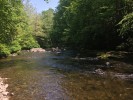 Peeking downstream from one of the boulders