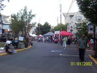 The back of the stage, and food stands