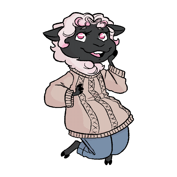 sheep girl in a wool sweater