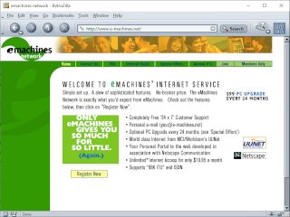 The eMachines Network's home page