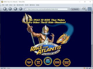 The minisite for the IMAX film Race for Atlantis