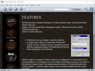 Worldcraft's site advertising its ease of use and versatility