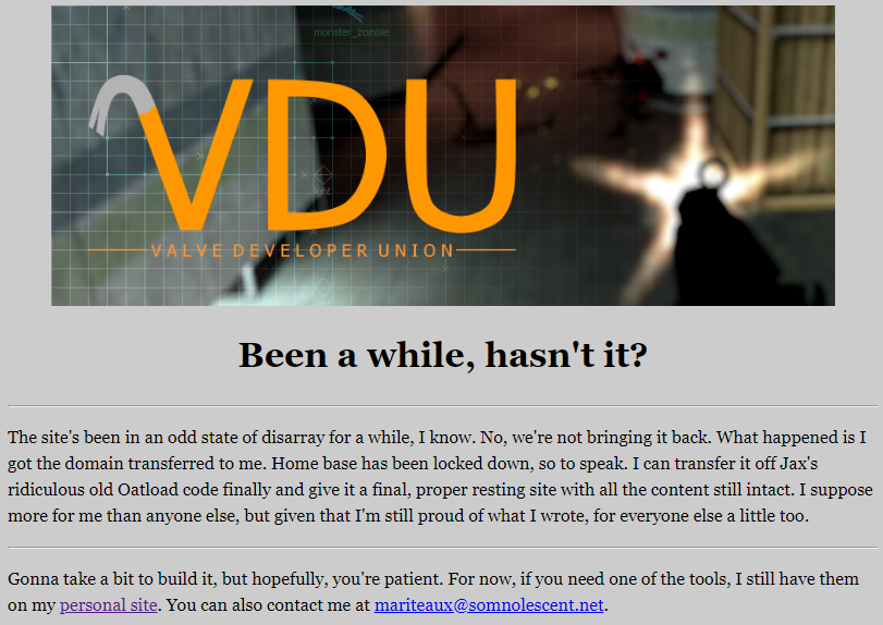 The placeholder VDU site after the domain got transferred to me