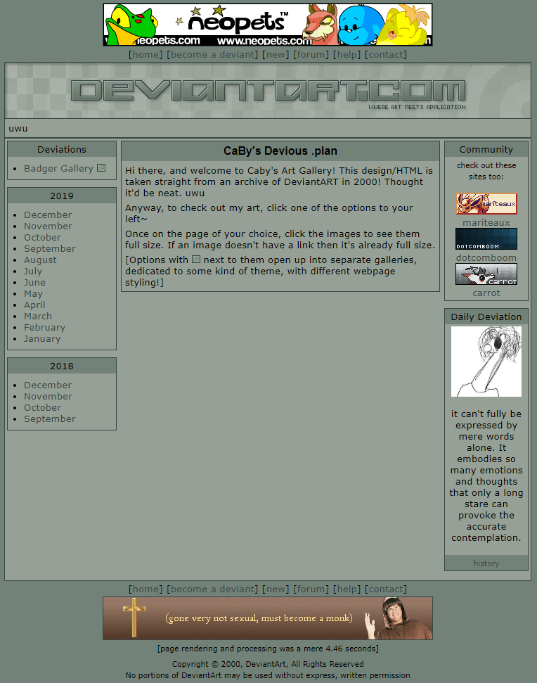 The overhauled DeviantART layout, soon to be used on Caby's gallery