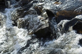 Water flowing over rocks